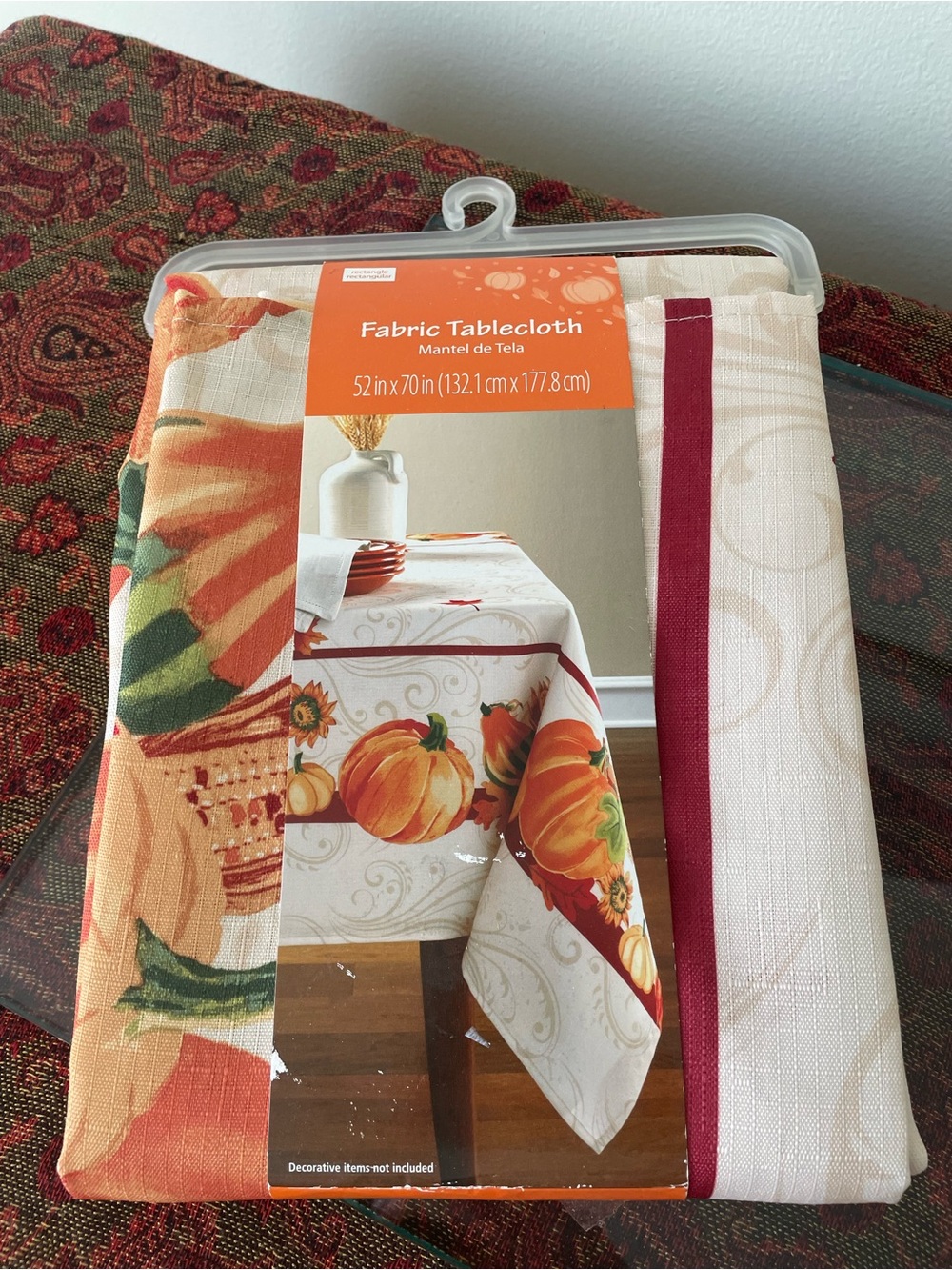 Fabric Tablecloth in Pumpkin Fall Print - 52x70